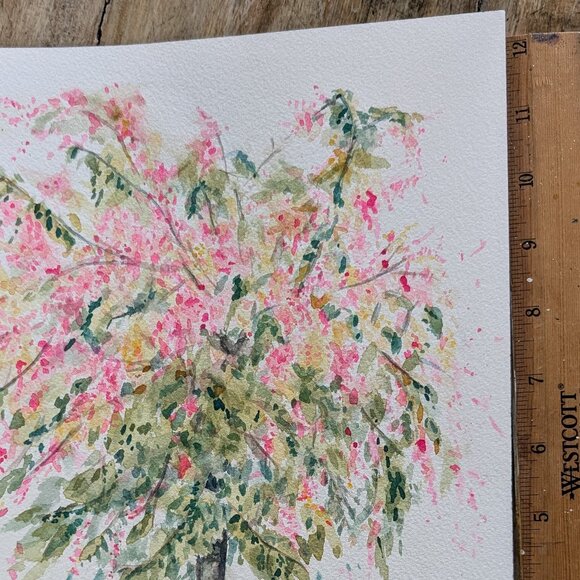 Whimsical Rainbow Flower Tree - Original Watercolor 9"x12" - Picture 6 of 8
